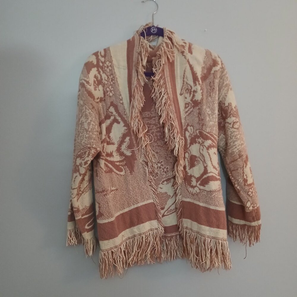 Western Animal Print Tapestry Fringed Jacket